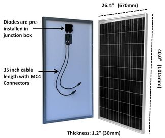टीपीटी बैकशीट आवासीय सिलिकॉन सौर पैनल 100 वाट 3.2 मिमी टेम्पर्ड ग्लास