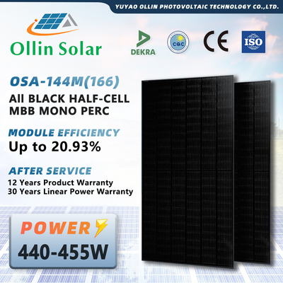 खरीदें घरों के लिए फुल ब्लैक मोनो हाफ सेल सोलर पैनल किट 445W 450W 455W 460W online manufacture